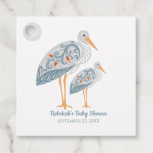 Whimsical Folk Art Stork   Baby Shower Favour Tags