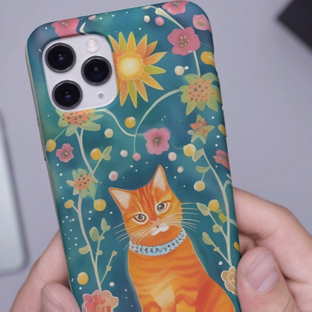 Whimsical Folk Art Tabby Cat Case-Mate iPhone Case (Creator Uploaded)