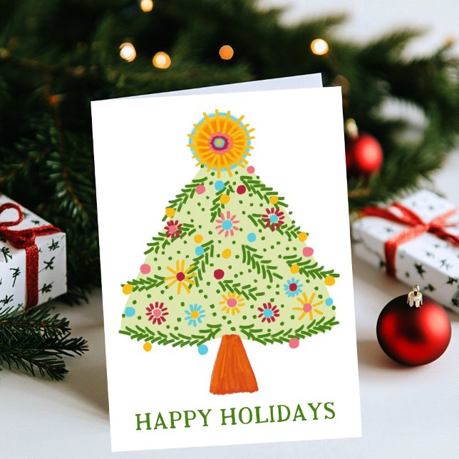 Whimsical Folk Christmas Tree CUSTOM HOLIDAY Card (Whimsical Folk Christmas Tree CUSTOM HOLIDAY Card
)