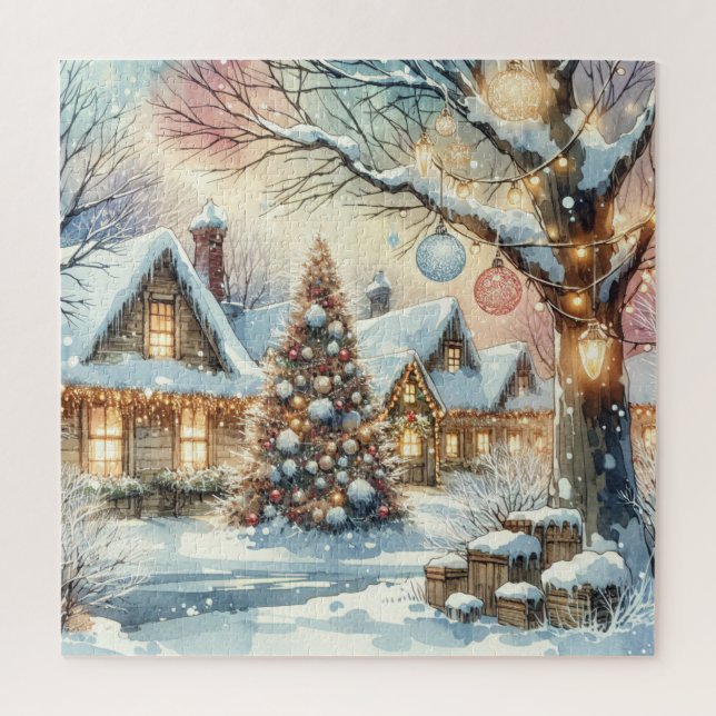 Whimsical Folk Village Christmas Jigsaw Puzzle (Vertical)