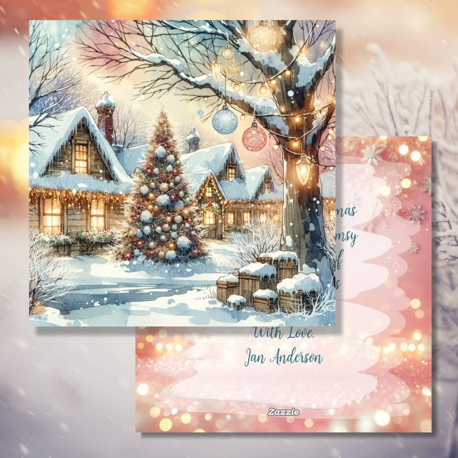 Whimsical Folk Village Personalized Christmas Holiday Card (Creator Uploaded)