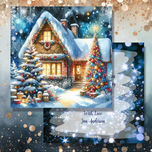 Whimsical Folk Village Personalized Christmas Holiday Card (Creator Uploaded)