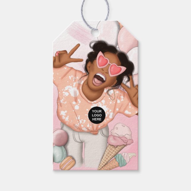 Whimsical Food Catering Lady Gift Tags (Front)