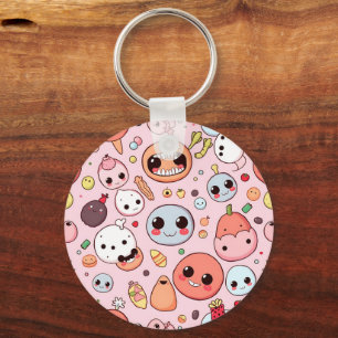 Whimsical Foodie monsters Faces Keychain
