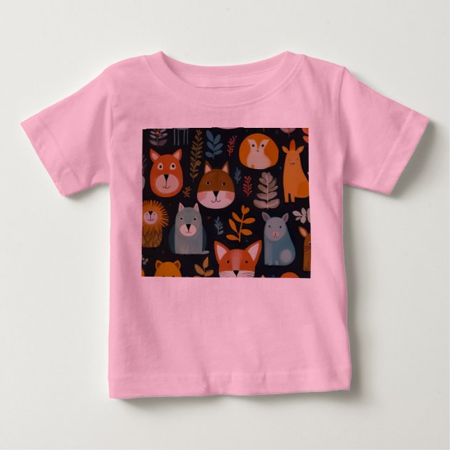 whimsical forest animl pattern T-Shirt (Front)