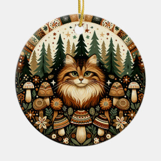 Whimsical Forest Cat Ornament
