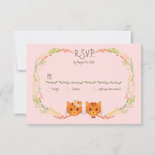 Whimsical Forest Cats (Blush) Wedding RSVP Card
