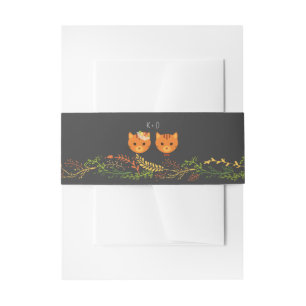 Whimsical Forest Cats Rustic Wedding Invitation Belly Band