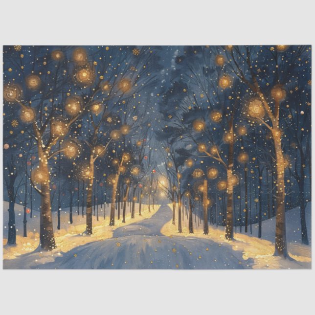 Whimsical Forest During Winter Decoupage Tissue Paper (Front)