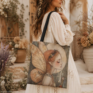Whimsical Forest Fairy with Stay Magical Quote Tote Bag