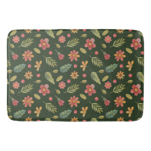 Whimsical Forest Flowers & Leaves Bath Mat
