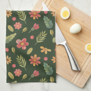 Whimsical Forest Flowers & Leaves  Kitchen Towel