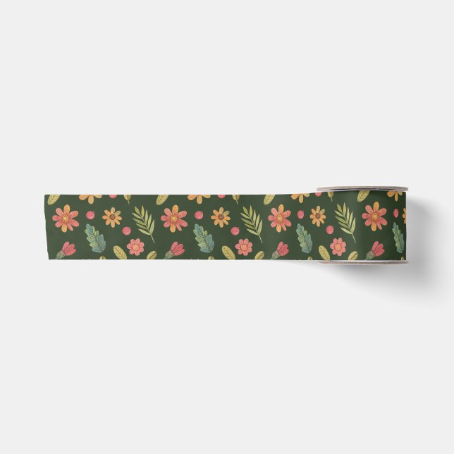 Whimsical Forest Flowers & Leaves  Satin Ribbon (Front)