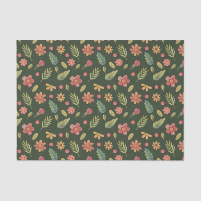 Whimsical Forest Flowers & Leaves  Tissue Paper (Front)