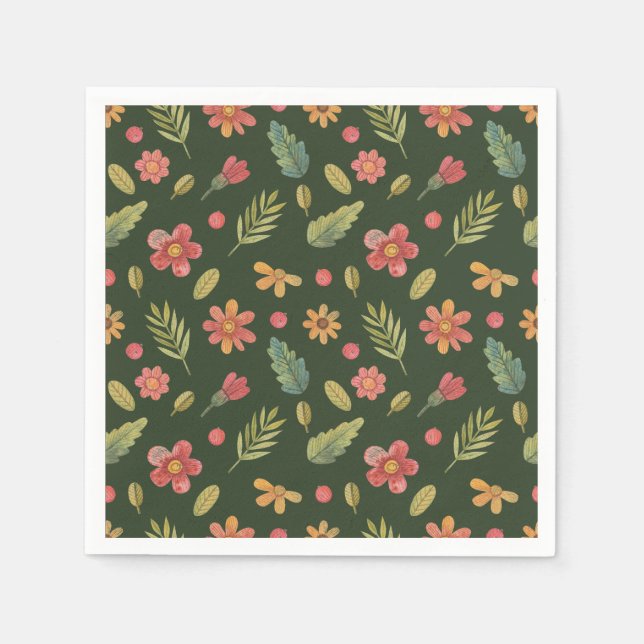 Whimsical Forest Flowers Napkin (Front)
