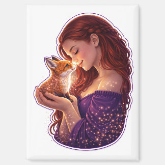 Whimsical Forest Fox Magnet