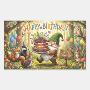Whimsical Forest Garden Gnome Birthday Design Sticker