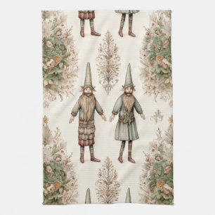 Whimsical Forest Gnomes & Botanical (1) Kitchen Towel