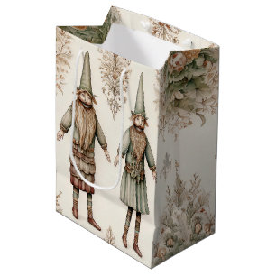 Whimsical Forest Gnomes & Botanical (1) Medium Gift Bag