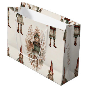 Whimsical Forest Gnomes & Botanical (2) Large Gift Bag