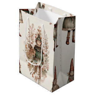 Whimsical Forest Gnomes & Botanical (2) Medium Gift Bag