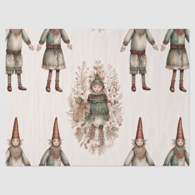 Whimsical Forest Gnomes & Botanical (2) Tissue Paper (Front)