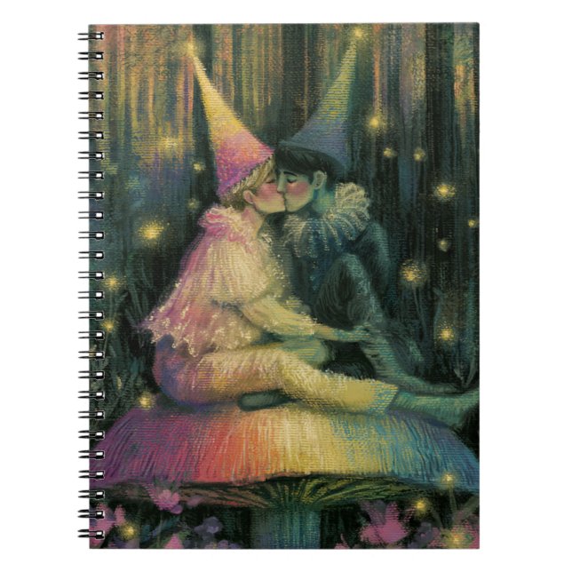 Whimsical Forest Mushroom Fairy Tale Romance Art Notebook (Front)
