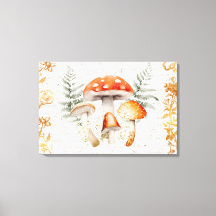 Whimsical Forest Mushroom Vintage letter Farmhouse Canvas Print