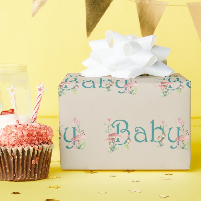 Whimsical Forest Theme with Mushrooms Baby Shower Wrapping Paper (Birthday Party)