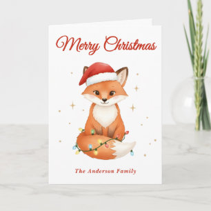 Whimsical Fox Christmas Holiday Card