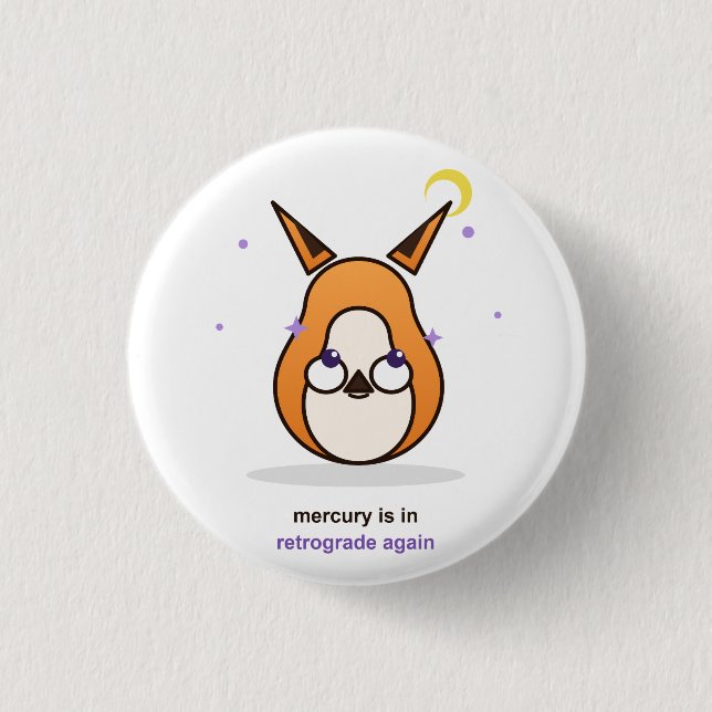 Whimsical Fox Illustration 1 Inch Round Button (Front)
