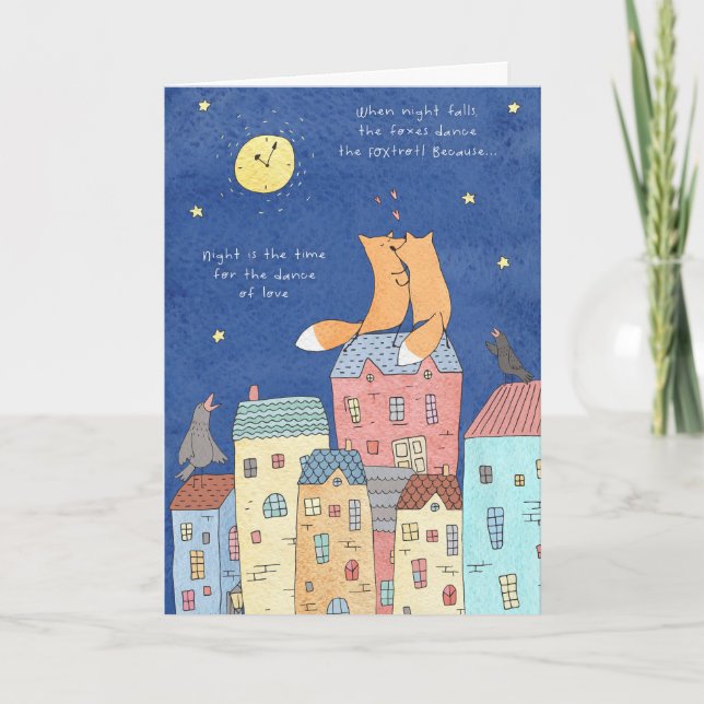 Whimsical Fox Partners in Love Holiday Card (Front)