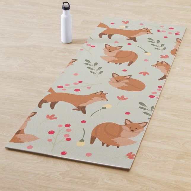 Whimsical Fox Pattern Yoga Mat (In Situ)