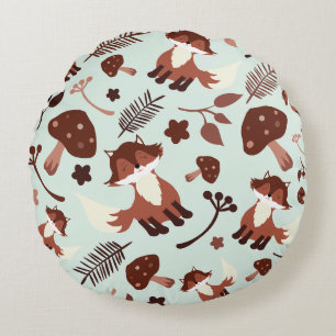 Whimsical Fox  Round Pillow