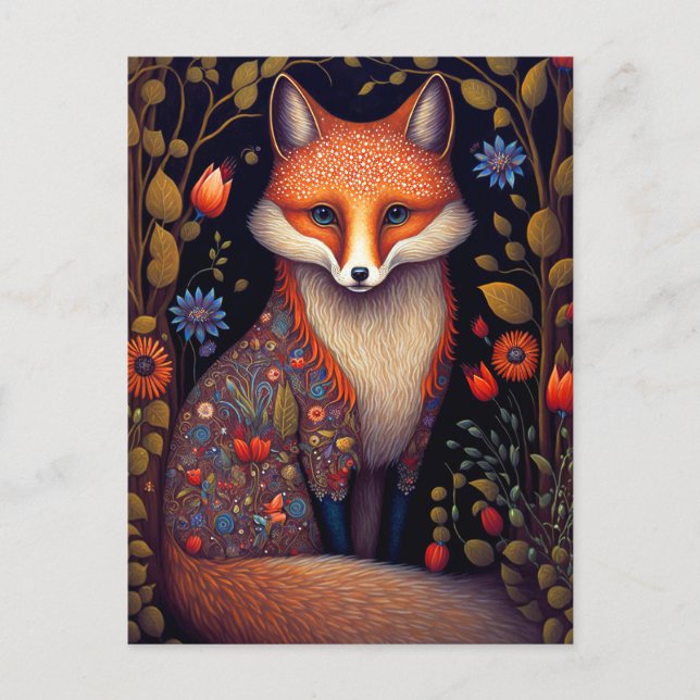 Whimsical Fox Woodland Fantasy Art Postcard (Front)