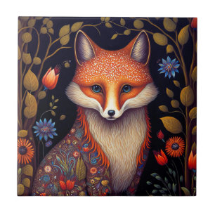 Whimsical Fox Woodland Fantasy Art Tile