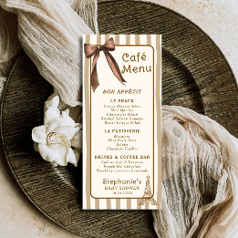 Whimsical French Coffee Shop Themed Paris Cafe  Menu