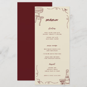 Whimsical French Fun Engagement Party or Wedding Menu