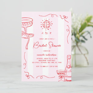 Whimsical French Fun Hand Drawn Bridal Shower Invitation