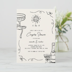 Whimsical French Fun Hand Drawn Couples Shower Invitation