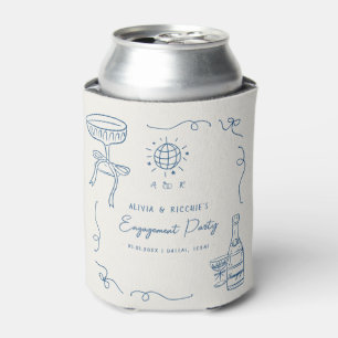 Whimsical French Hand Drawn Engagement Party Favou Can Cooler