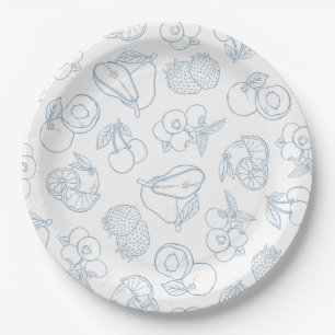Whimsical Fresh Off The Market Blue Bridal Shower Paper Plate