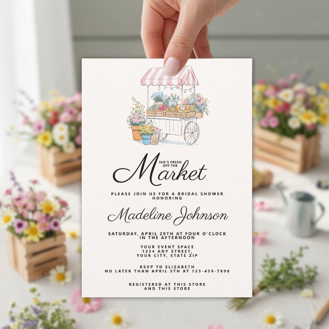 Whimsical Fresh Off The Market Bridal Shower  Invitation (Creator Uploaded)