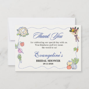 Whimsical Fresh Off the Market Bridal Shower  Thank You Card