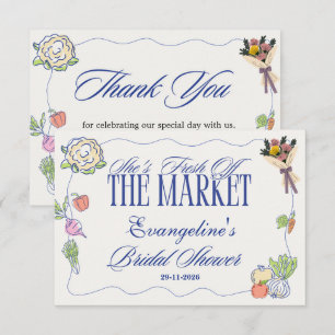 Whimsical Fresh Off the Market Bridal Shower  Thank You Card