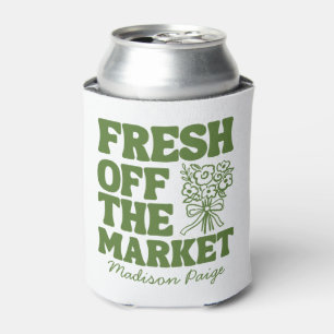 Whimsical Fresh Off The Market Green Bridal Shower Can Cooler