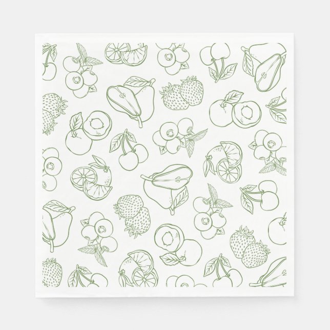 Whimsical Fresh Off The Market Green Bridal Shower Napkin (Front)