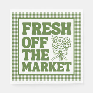 Whimsical Fresh Off The Market Green Bridal Shower Napkin