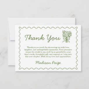 Whimsical Fresh Off The Market Green Bridal Shower Thank You Card