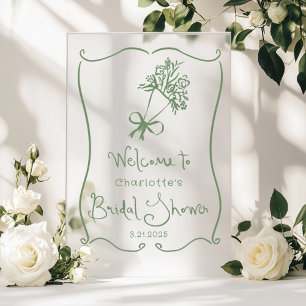Whimsical Fresh Off the Market Sage green Bridal Acrylic Sign